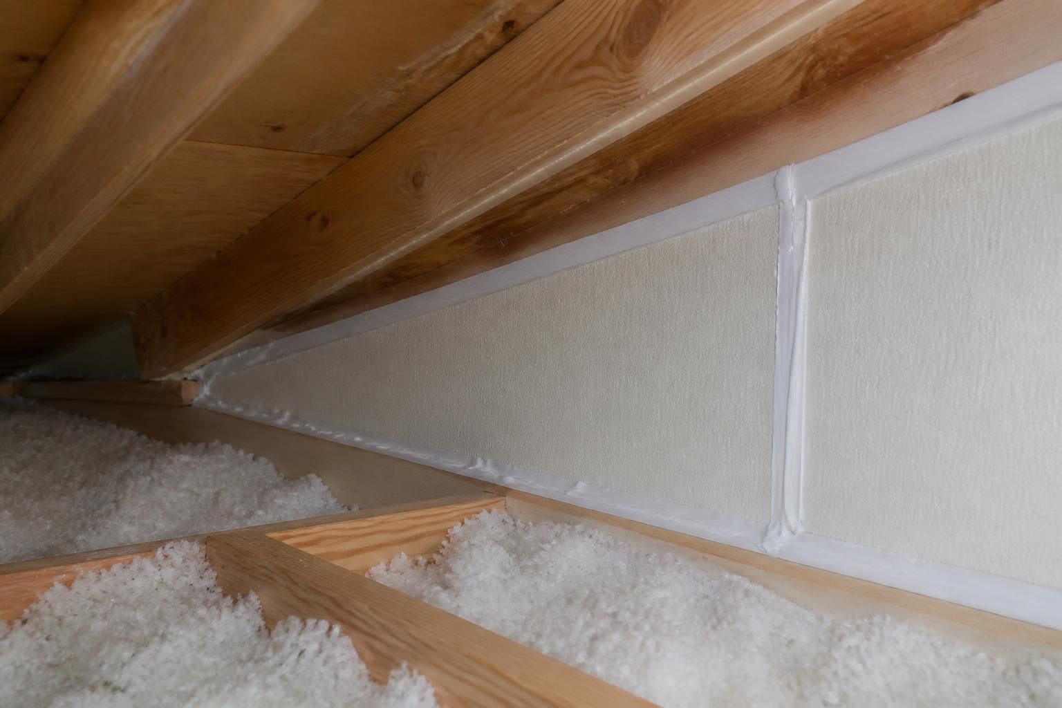 Sealed attic area showing finished air sealing work.